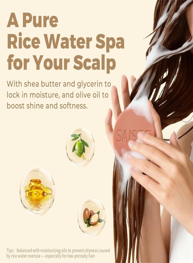 SAISZE Rice Water Shampoo Bar For Hair Growth, Rice Protein & Vitamins For Damage Repair, Strengthening Hair Shampoo For Women - Image 4